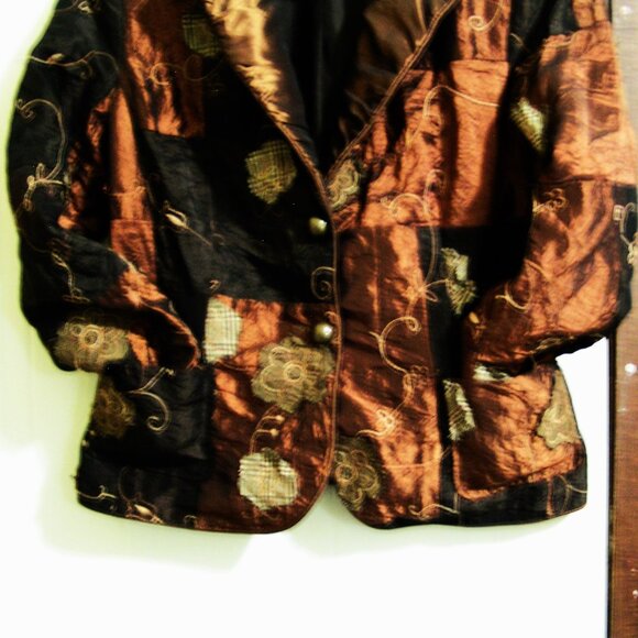 DARK BROWNS PATCHWORK EMBROIDERY DINNER JACKET 8 - Picture 3 of 5
